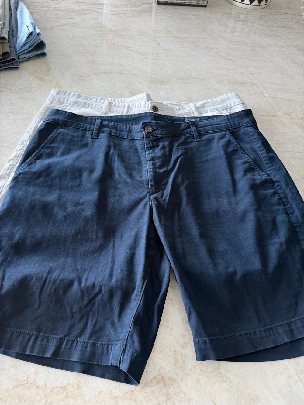 Ag Adriano Goldschmied Navy Flat Front Cotton Shorts